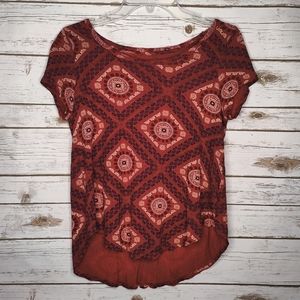 ✨3/$15✨ Lucky Brand Boho High Low Shirt Deep Red XS
